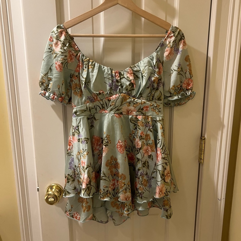 Inspired Hearts Green Puff Sleeve Ruffled Blouse